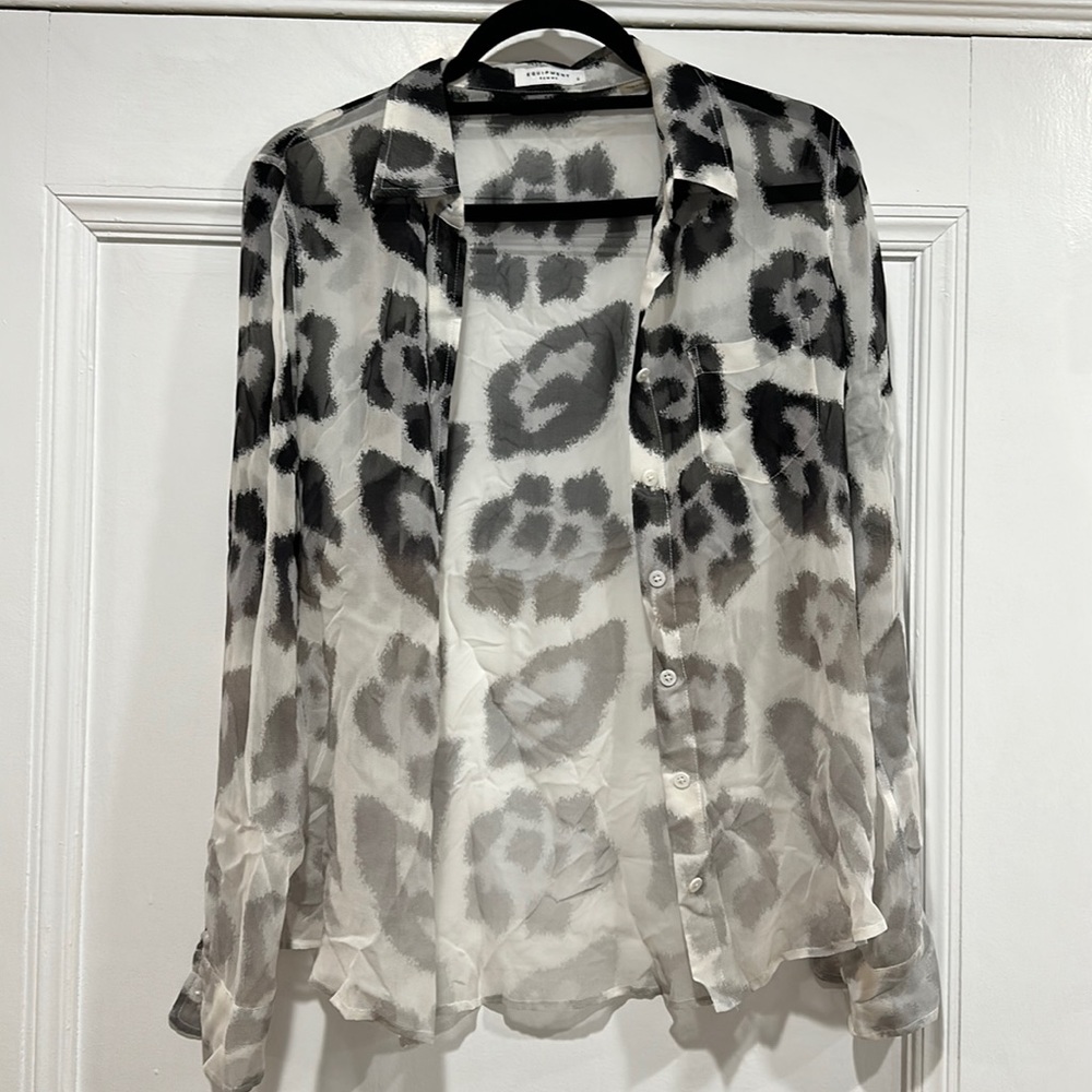 Equipment Ombré Sheer Leopard Silk Top